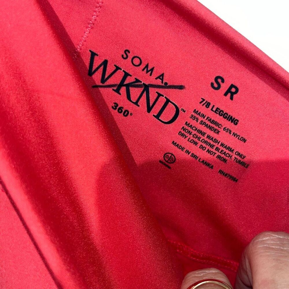 Soma Wknd 360 Women's Red Pull-On High-Waisted Yoga 7/8 Leggings Size Small‎ NWT - Picture 8 of 8